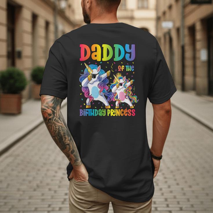 Daddy Of The Birthday Girl Dabbing Princess Unicorn Dad Men's Back Print T-Shirt