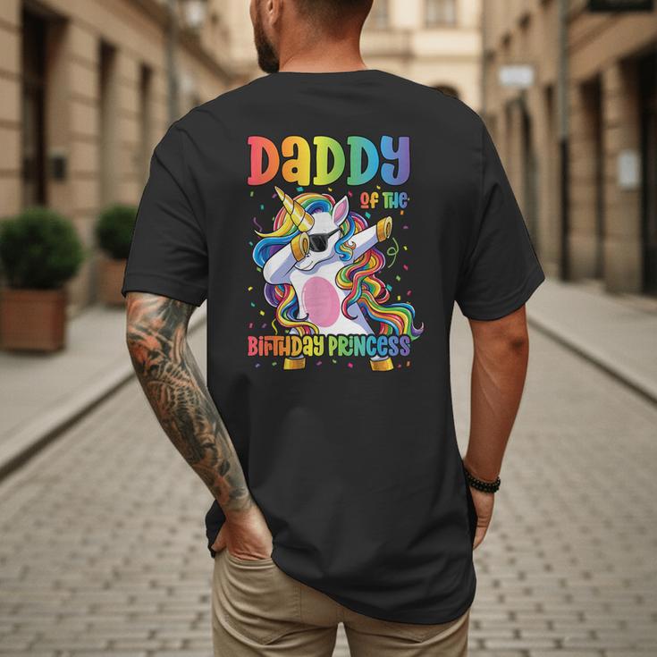 Daddy Of The Birthday Princess Girl Dabbing Unicorn Dad Men's Back Print T-Shirt