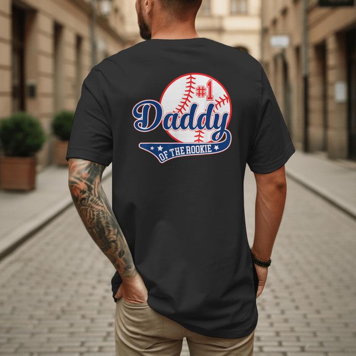 Daddy Of Rookie 1st Birthday Baseball Theme Matching Party Men's Back Print T-Shirt Daddy Of Rookie 1st Birthday Baseball Theme Matching Party Men's Back Print T-Shirt
