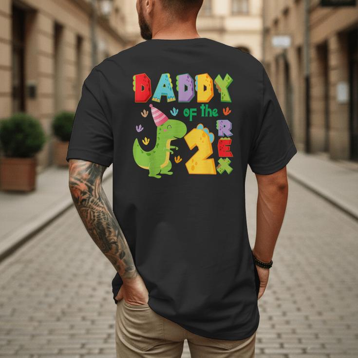 Daddy Of The Two Rex 2Nd Birthday Boy Dinosaur T-Rex Men's Back Print T-Shirt