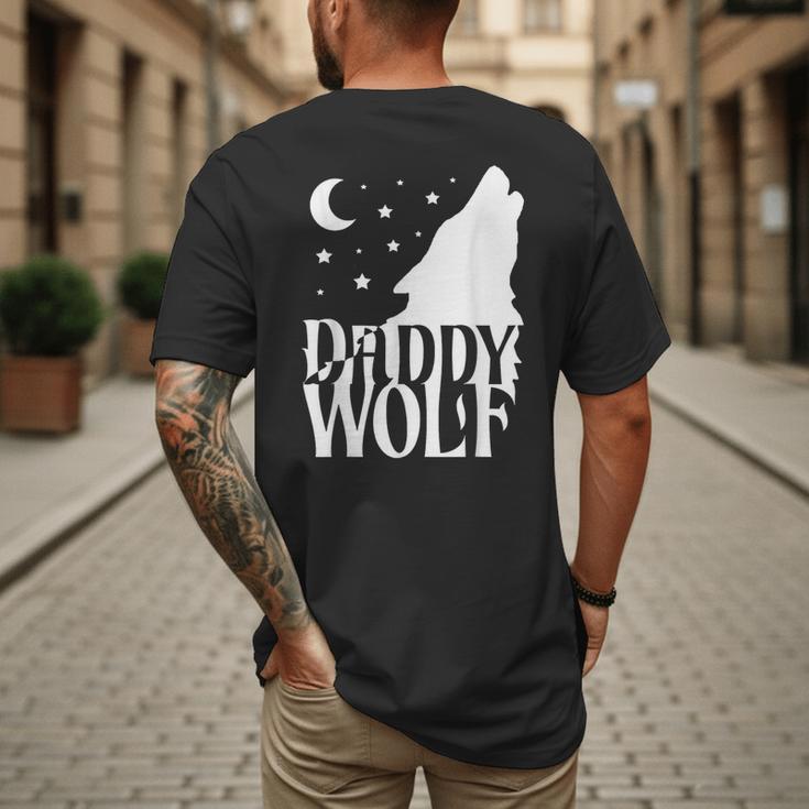 Daddy Wolf Matching Family Tribe Wolves Moon Men's Back Print T-Shirt