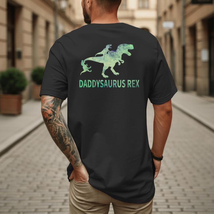 DaddysaurusRex Dinosaur Daddy Saurus Dad 2 Two Kids Dino Men's Back Print T-Shirt