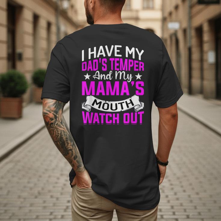 I Have My Dad's Temper & My Mama's Mouth Daughter Kids Men's Back Print T-Shirt