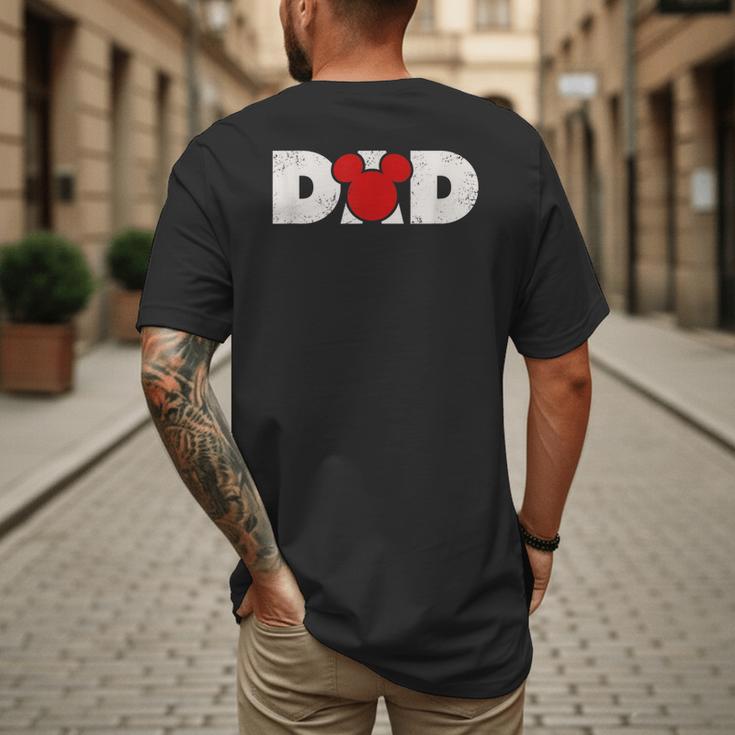Disney Mickey And Friends Dad Mickey Distressed Text Logo Men's Back Print T-Shirt