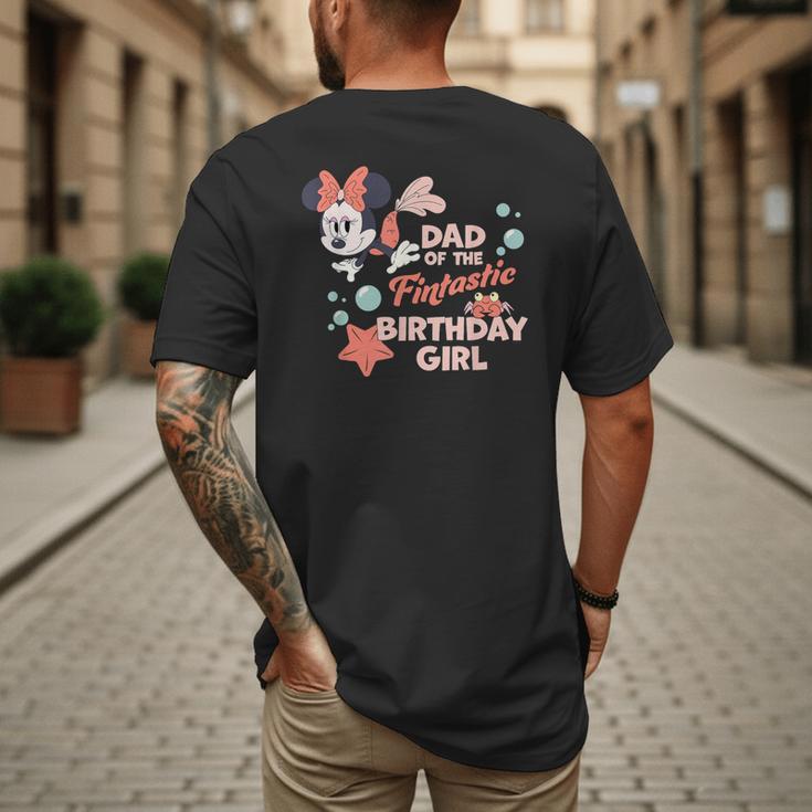 Disney Minnie Mouse Mermaid Dad Of The Birthday Girl Men's Back Print T-Shirt