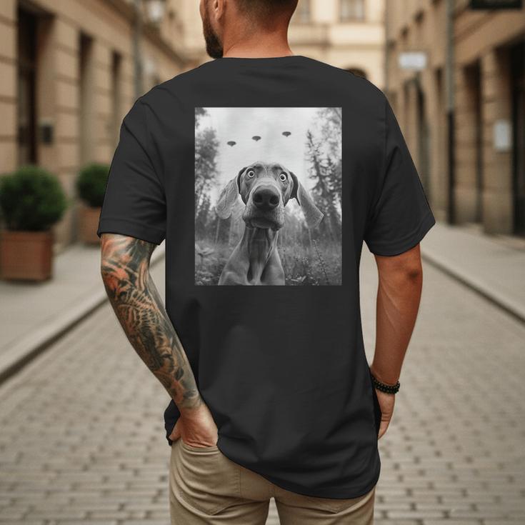Dog Mom Dad Alien Selfie Weimaraner UFO For Men Women Men's Back Print T-Shirt