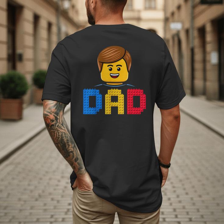 Family Dad Master Builder Building Bricks Blocks Fathers Day Men's Back Print T-Shirt