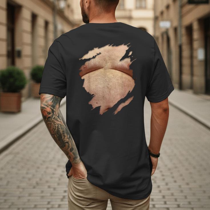 Fat Hairy Guy Big Stomach & Man Boobs Fat Dad BOD Men's Back Print T-Shirt Fat Hairy Guy Big Stomach & Man Boobs Fat Dad BOD Men's Back Print T-Shirt