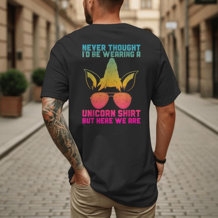 Fathers Day I Wear A Unicorn Shirt Dadacorn Men's Back Print T-Shirt