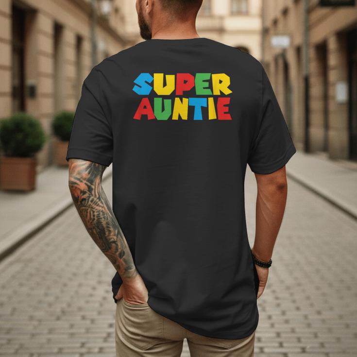 Gamer Aunt Super Auntie Gaming Matching Dad & Mom Kids Men's Back Print T-Shirt