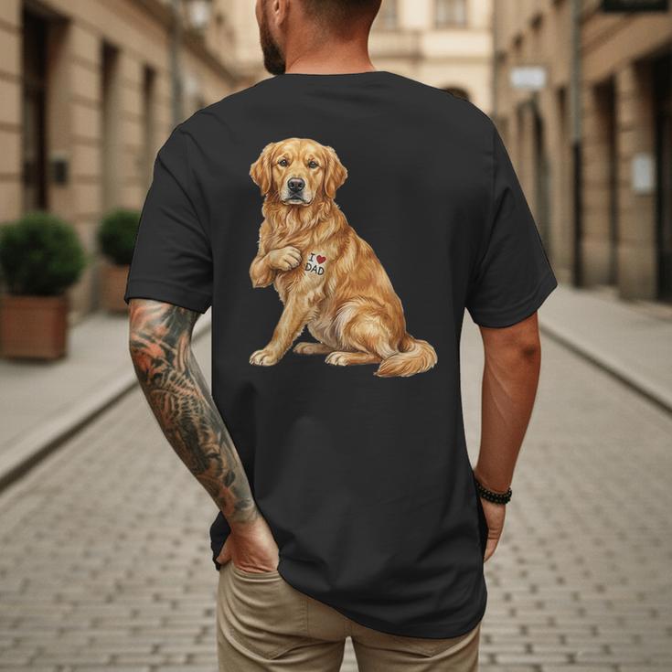 Golden Retriever I Love Dad Dog Dad Father's Day Men's Back Print T-Shirt