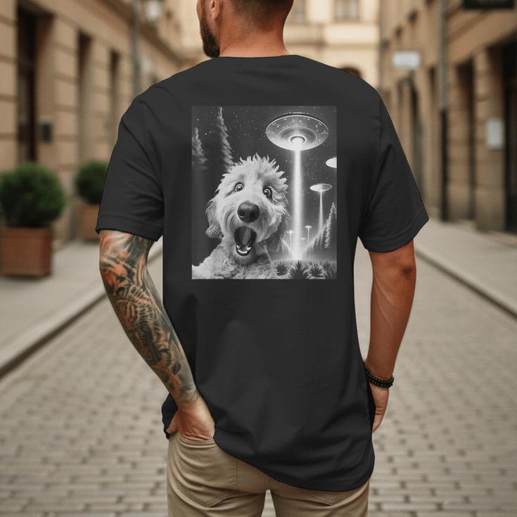 Goldendoodle Alien UFO Taking a Selfie Dog Mom Dad Men's Back Print T-Shirt