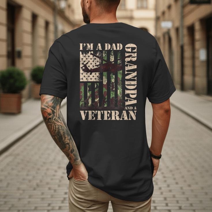 Grandpa Veteran Fathers Day Dad Veteran Camo American Flag Men's Back Print T-Shirt