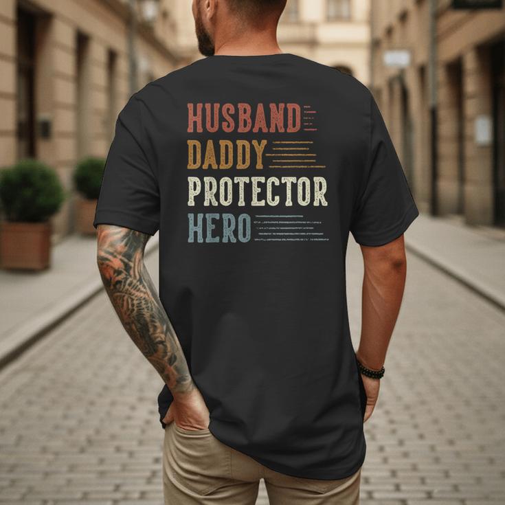 Husband Daddy Protector Hero For Dad Father's Day Men's Back Print T-Shirt