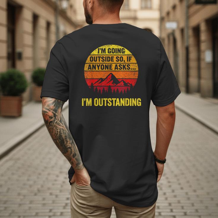 I'm Going Outside If Asked I'm Outstanding Dad Joke Men's Back Print T-Shirt I'm Going Outside If Asked I'm Outstanding Dad Joke Men's Back Print T-Shirt