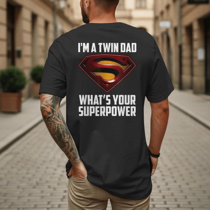 I'm A Twin DAD-What's Your Superpower Men's Back Print T-Shirt