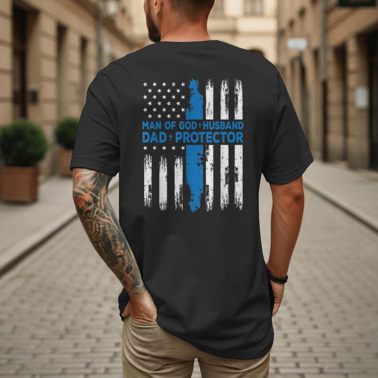 Jesus God Religious Man Of God Husband Dad Protector Men's Back Print T-Shirt