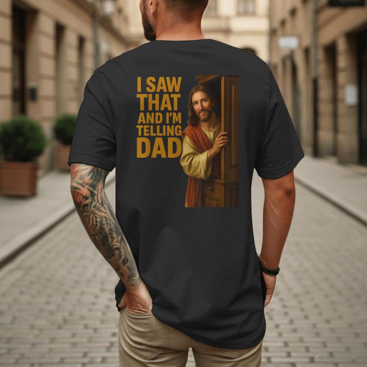 Jesus I Saw That I'm Telling Dad Religious Men's Back Print T-Shirt