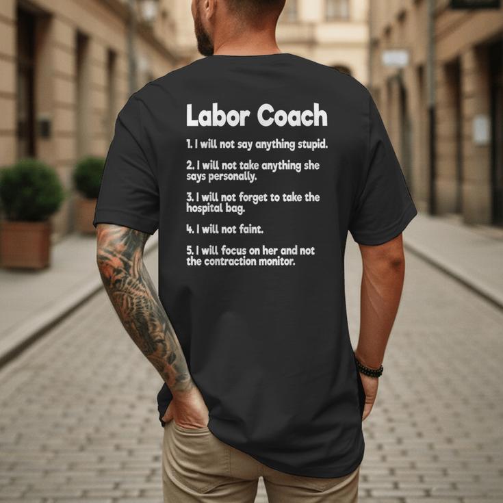 Labor Coach Expecting Dad Rules Papa Baby Men's Back Print T-Shirt