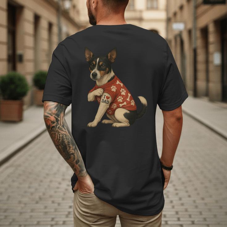 I Love Dad Tattoo Rat Terrier Dad Men's Back Print T-Shirt