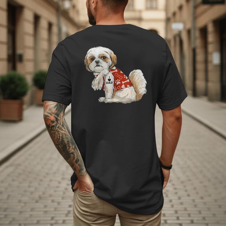 I Love Dad Tattoo Shih Tzu Dad Father's Day Men's Back Print T-Shirt