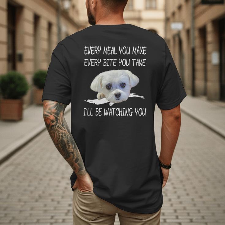 Maltese Dog Watching Owner Quote Puppy Mom Dad Men Women Girls Kids Men's Back Print T-Shirt
