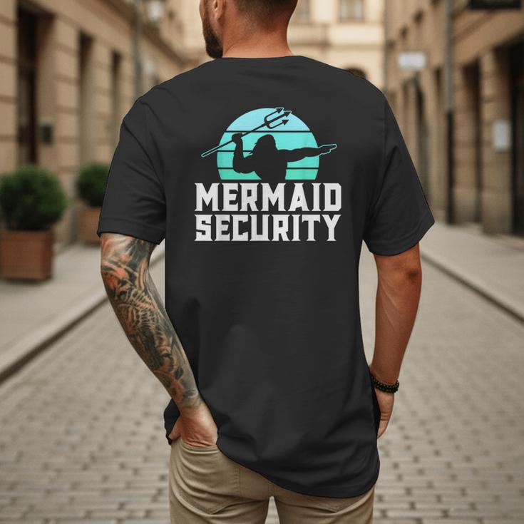 Mermaid Security Shirt Boys Swimmer Dad Merdad Trident Men's Back Print T-Shirt
