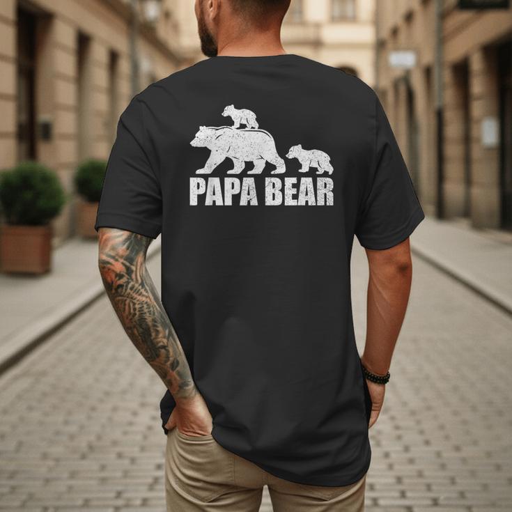 Papa Bear Two Cubs Shirt Daddy Bear Twin Tshirt Papa 2 Kids Men's Back Print T-Shirt