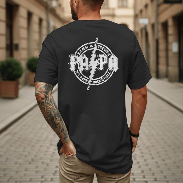 Papa Like A Grandpa Fathers Day Rocker Dad Rock Music Men Men's Back Print T-Shirt Papa Like A Grandpa Fathers Day Rocker Dad Rock Music Men Men's Back Print T-Shirt