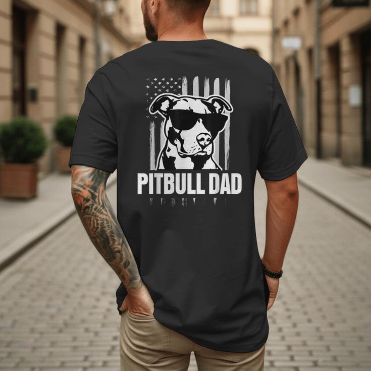 Pitbull Dad Men Pitbull Lover For Dog Dad American Flag Men's Back Print T-Shirt