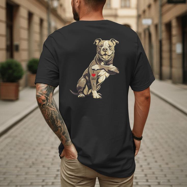 Pitbull I Love Dad Pit Bull Terrier Pettie Dog Owner Father Men's Back Print T-Shirt