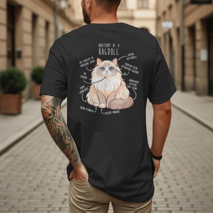 Ragdoll Cat Anatomy Cute Pet Mom Dad Cream Bicolor Men's Back Print T-Shirt Ragdoll Cat Anatomy Cute Pet Mom Dad Cream Bicolor Men's Back Print T-Shirt