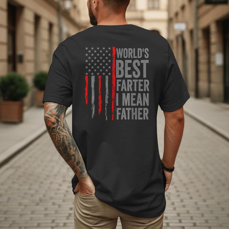 Retro Dad World's Best Farter I Mean Father Vintage Flag Usa Men's Back Print T-Shirt