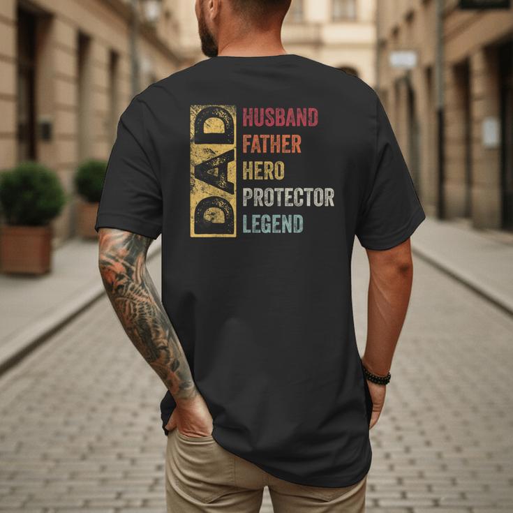 Retro Husband Father Hero Protector Legend Father Day Dad Men's Back Print T-Shirt Retro Husband Father Hero Protector Legend Father Day Dad Men's Back Print T-Shirt