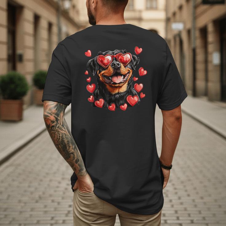 Rottweiler Heart Glasses Cute Rottie Dog Lover Mom Dad Kids Men's Back Print T-Shirt