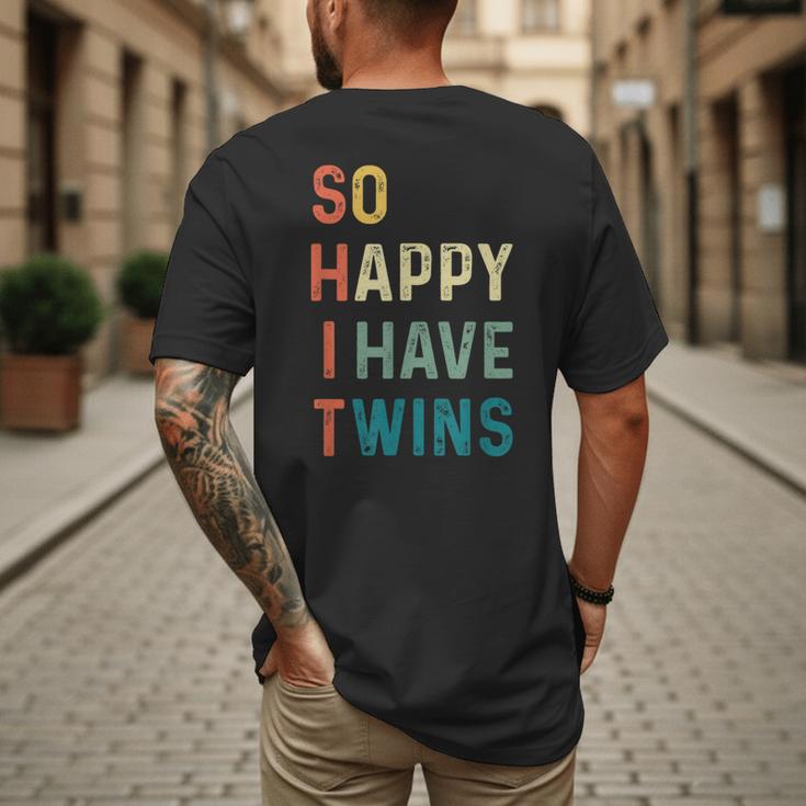 So Happy I Have Twins Mom Dad Parent Saying Slogan Men's Back Print T-Shirt So Happy I Have Twins Mom Dad Parent Saying Slogan Men's Back Print T-Shirt