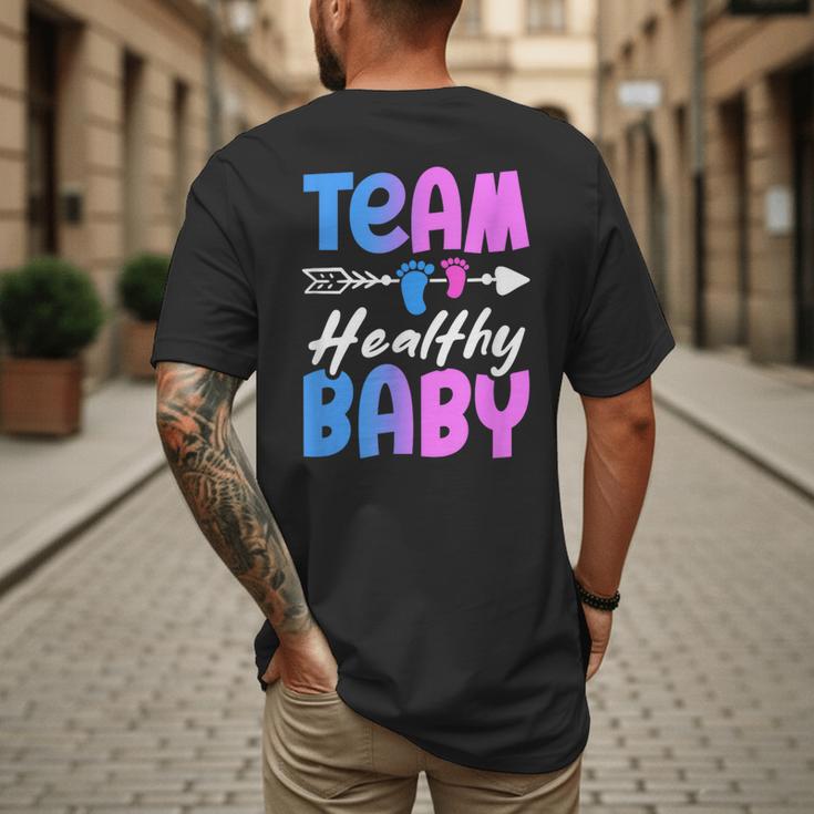 Team Healthy Baby Gender Reveal Pregnancy Mom Dad Men's Back Print T-Shirt