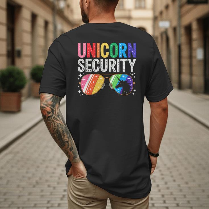 Unicorn Security Birthday Family Halloween Costume Mom Dad Men's Back Print T-Shirt Unicorn Security Birthday Family Halloween Costume Mom Dad Men's Back Print T-Shirt