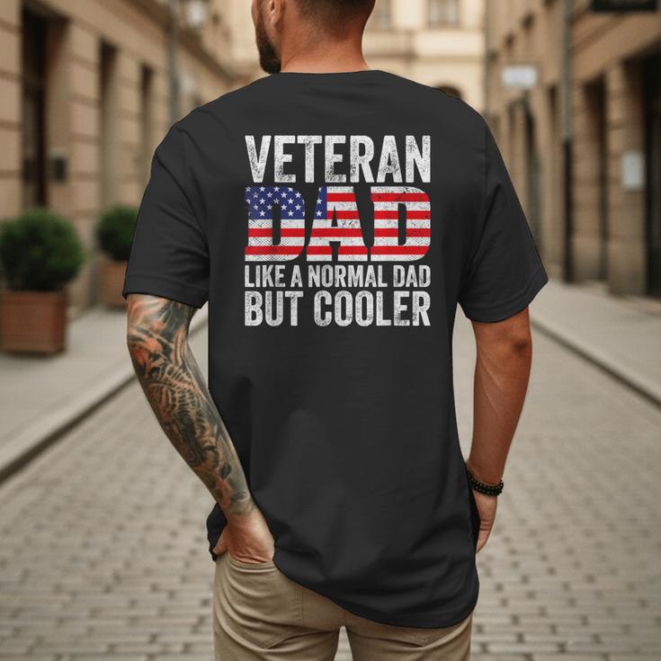 Veteran Dad Like A Normal Dad But Cooler American Flag Men's Back Print T-Shirt
