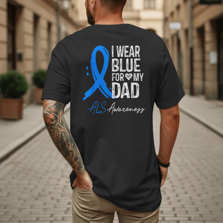 I Wear Blue For My Dad Shirt ALS Awareness Tshirt Men's Back Print T-Shirt