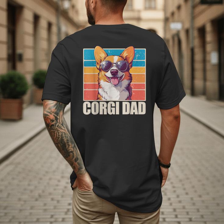 Welsh Corgi Pembroke Dog Corgi Dad -Adults Small Classic Fit Short Sleeve Cotton Polyester Blend Men's Back Print T-Shirt