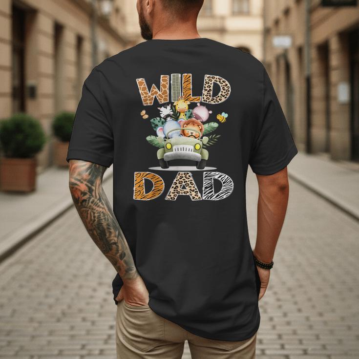 Wild Dad 1St Birthday Safari Jungle Animal Truck Men's Back Print T-Shirt