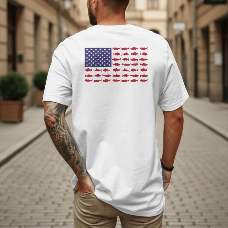 American Flag Fishing-Shirt Men Kids Bass Fish Dad Patriotic Men's Back Print T-Shirt