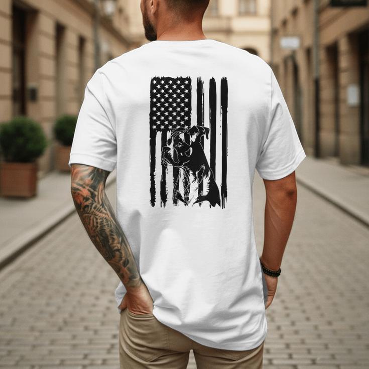 American Flag USA Patriot Boxer Dog Dad Men's Back Print T-Shirt
