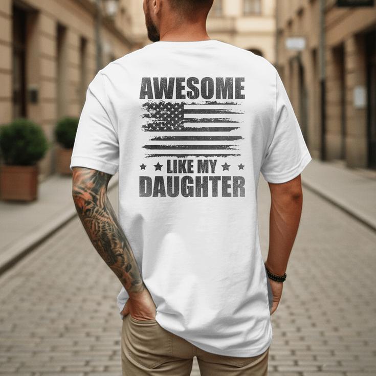 Awesome Like My Daughter Mom Dad American Flag Men's Back Print T-Shirt