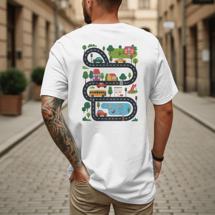 On Back Tired Dads Club Car Race Track On Dad Daddy Men's Back Print T-Shirt On Back Tired Dads Club Car Race Track On Dad Daddy Men's Back Print T-Shirt