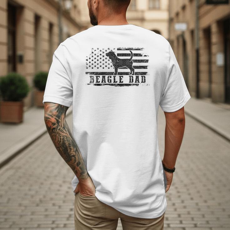 Beagle Dad Distressed American Flag Patriotic Dog Men's Back Print T-Shirt