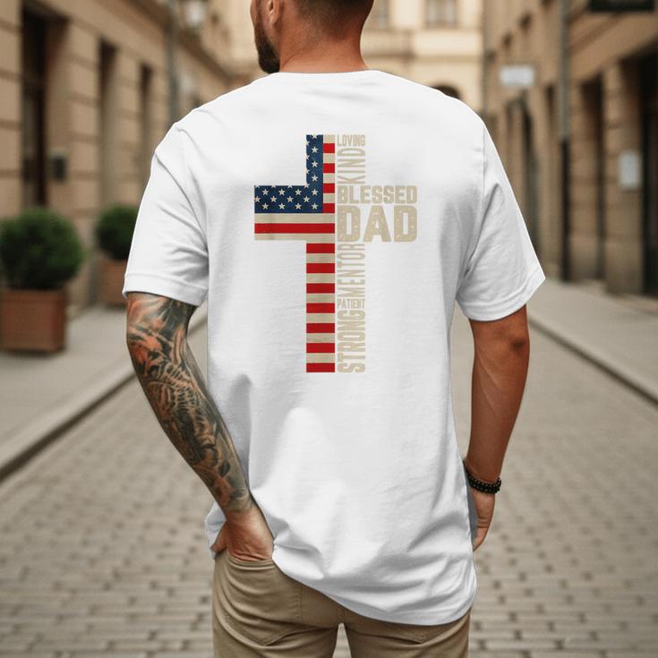 Blessed Dad Christian From Daughter Son Jesus Patriotic Men's Back Print T-Shirt
