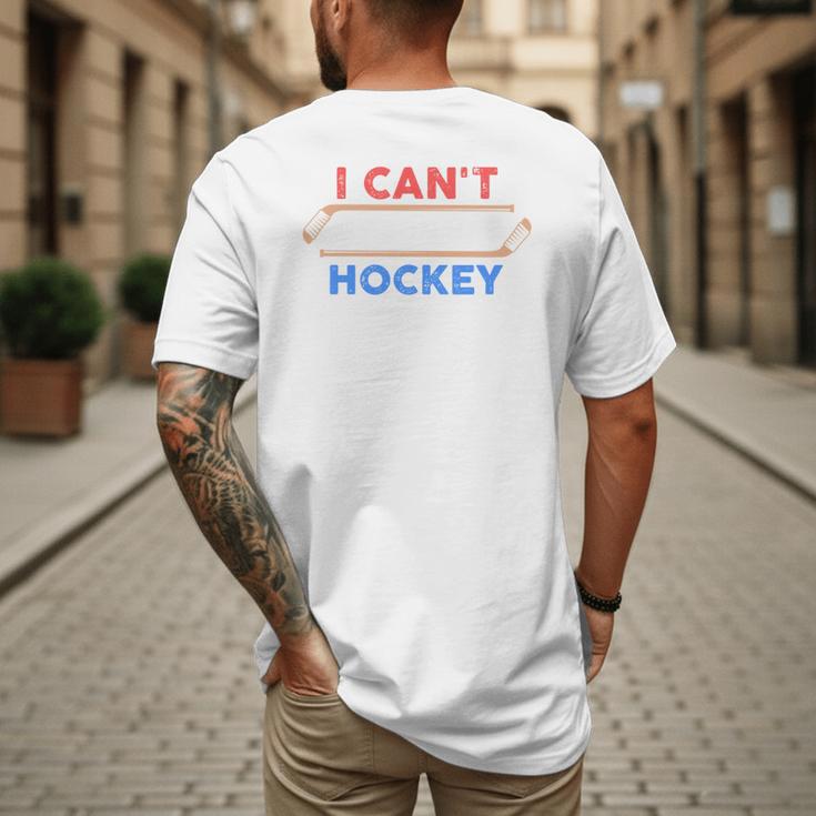 I Can't My Son Has Hockey Hockey Dad & Hockey Mom Men's Back Print T-Shirt I Can't My Son Has Hockey Hockey Dad & Hockey Mom Men's Back Print T-Shirt