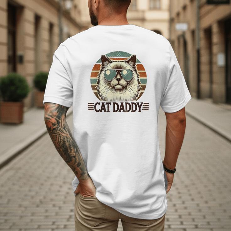 Cat Daddy Cool Ragdoll Cat Father's Day Retro Cat Dad Men's Back Print T-Shirt